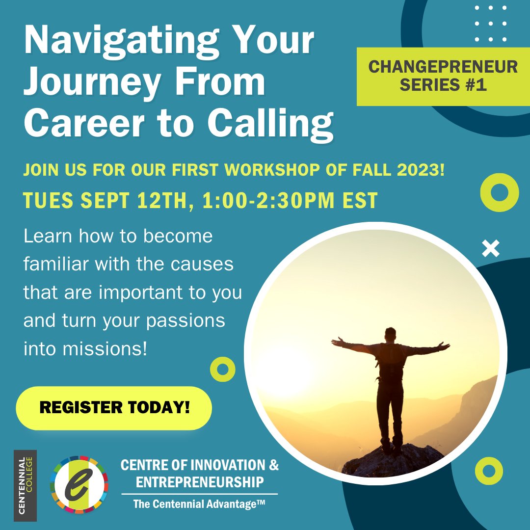 #Changeleaders 🙌 Join us for our FIRST WORKSHOP of the semester tomorrow at 1pm! 🎉 Learn how to become familiar with the causes that are important to you and turn your #passions into #missions 💪 Register: eventbrite.ca/e/662405301087
 #entrepreneurialskills #workshop #changepreneur