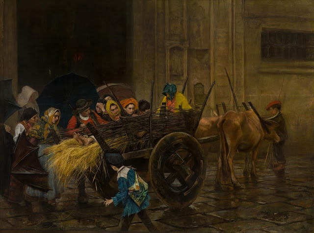 extrucker4's tweet photo. Víctima del trabajo
Xenaro Carrero Fernández
1899
En Víctima del trabajo Carrero reproduce el drama de un accidente obrero, tema con el que aborda la caridad, la medicina y el socorro asistencial.
Sitúa la escena en la Plaza del Obradoiro de Santiago, a donde llega trasladado en https://t.co/UjIUx0rqiV
