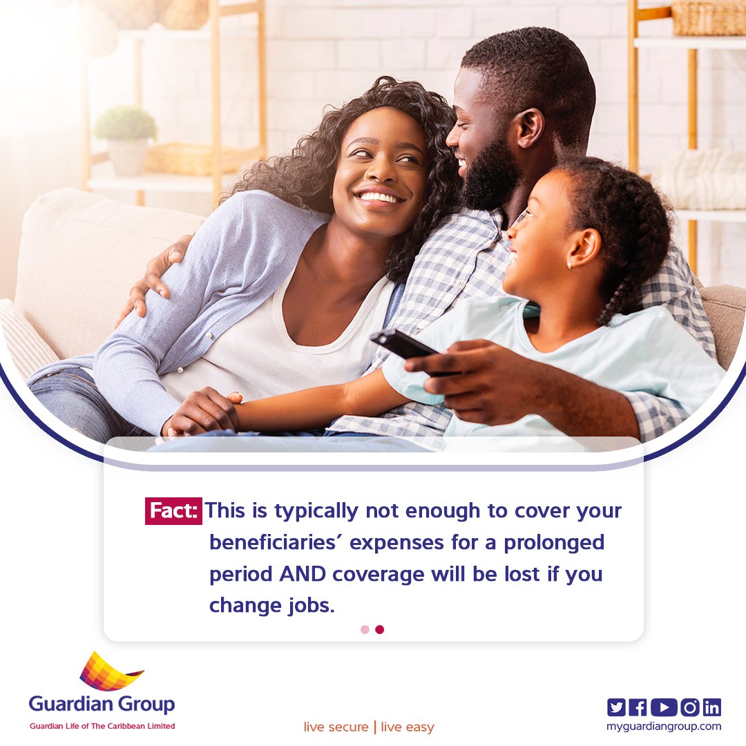 The life insurance you have through your job may help, but it won't be enough.  Contact Guardian Life at 226-myGG (6944) today and let us  help you protect your future! #GuardianGroup #GuardianLife #livesecure #liveeasy #lifeinsurance