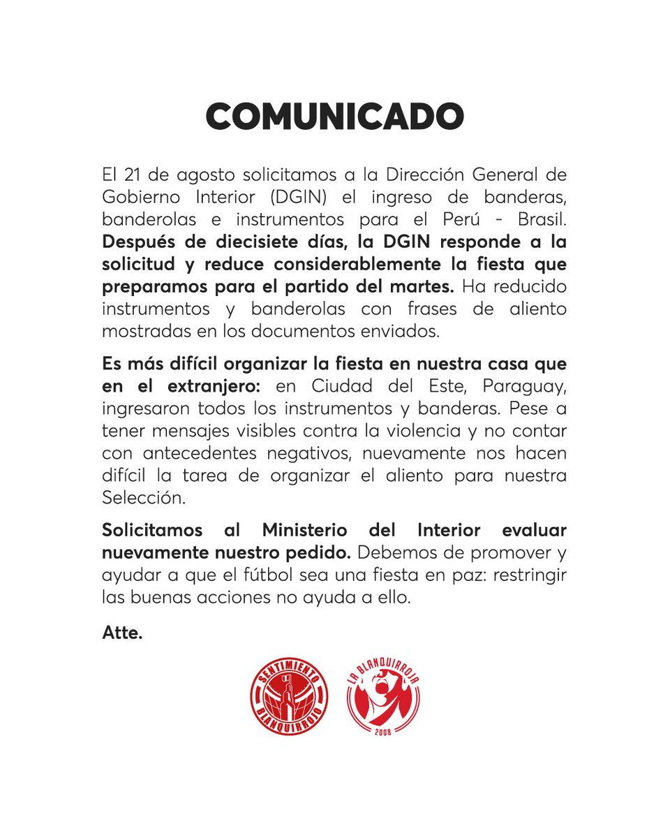 La Blanquirroja #LaHinchadaDelPerú tweet media