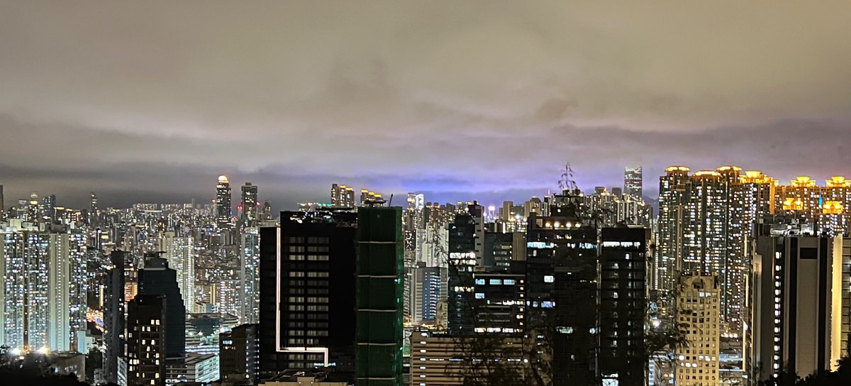 Purple sky in the distance tonight, looking south from Kowloon