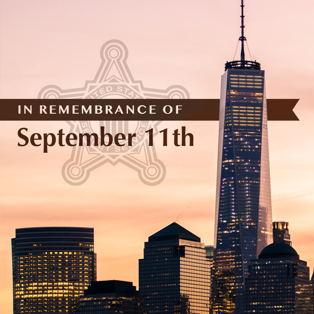 SecretService's tweet photo. Today we pause to remember those who we lost on September 11, 2001. 

#NeverForget #PatriotsDay https://t.co/mZbuodp9UW