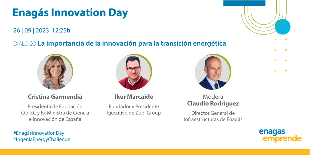 ¿Cómo puede la #innovación contribuir al proceso de transición energética?

No te pierdas el diálogo entre <a href="/cristinagarmend/">cristina garmendia</a> e <a href="/ikermarcaide/">Iker Marcaide</a>, que moderará nuestro DG Infraestructuras, Claudio Rodriguez, en #EnagásInnovationDay.

✍️ bit.ly/3PbyAFV