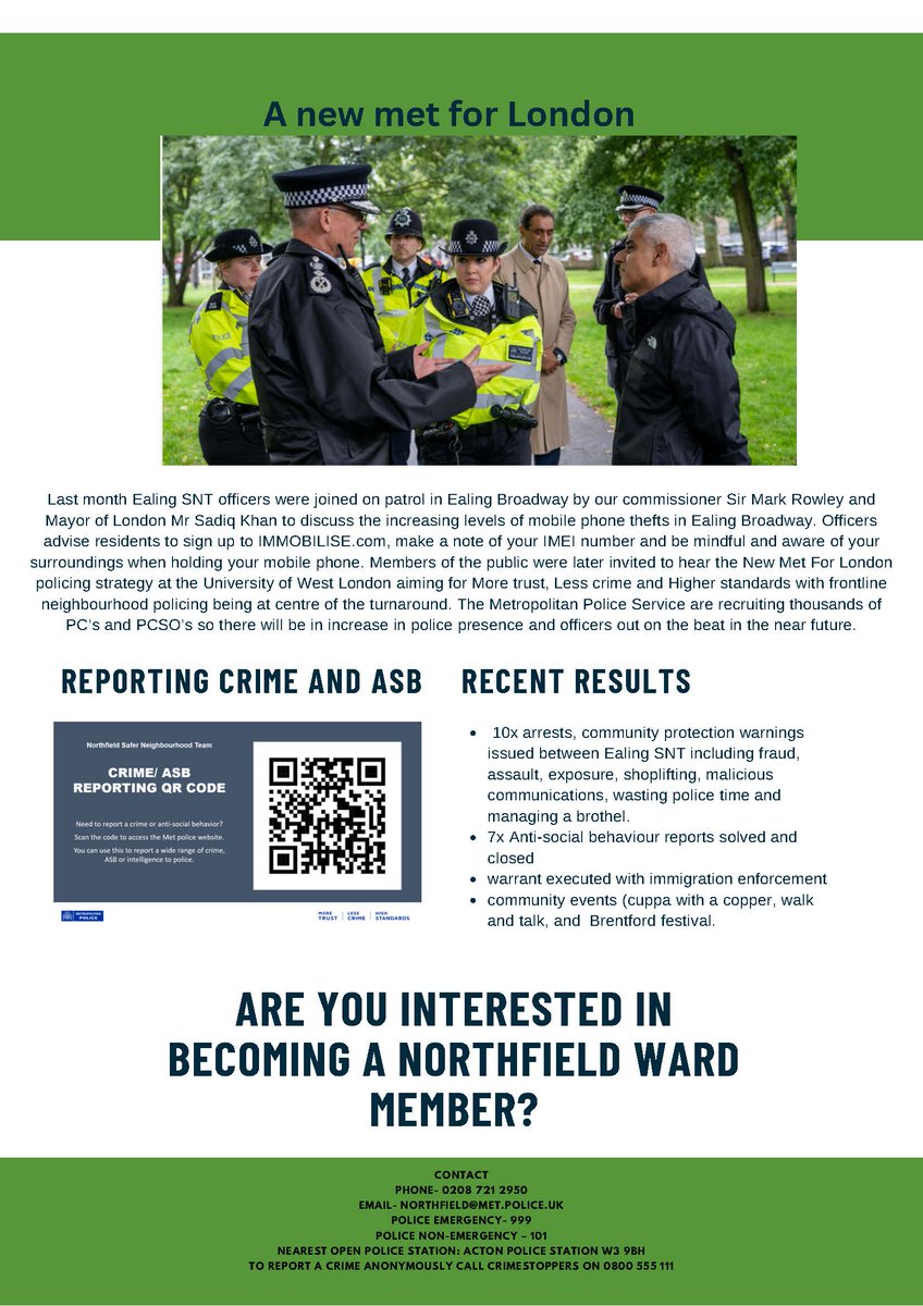 Hello Northfield! 👋
Our September newsletter has dropped, see below👇
#Northfield #Saferneighbourhoods