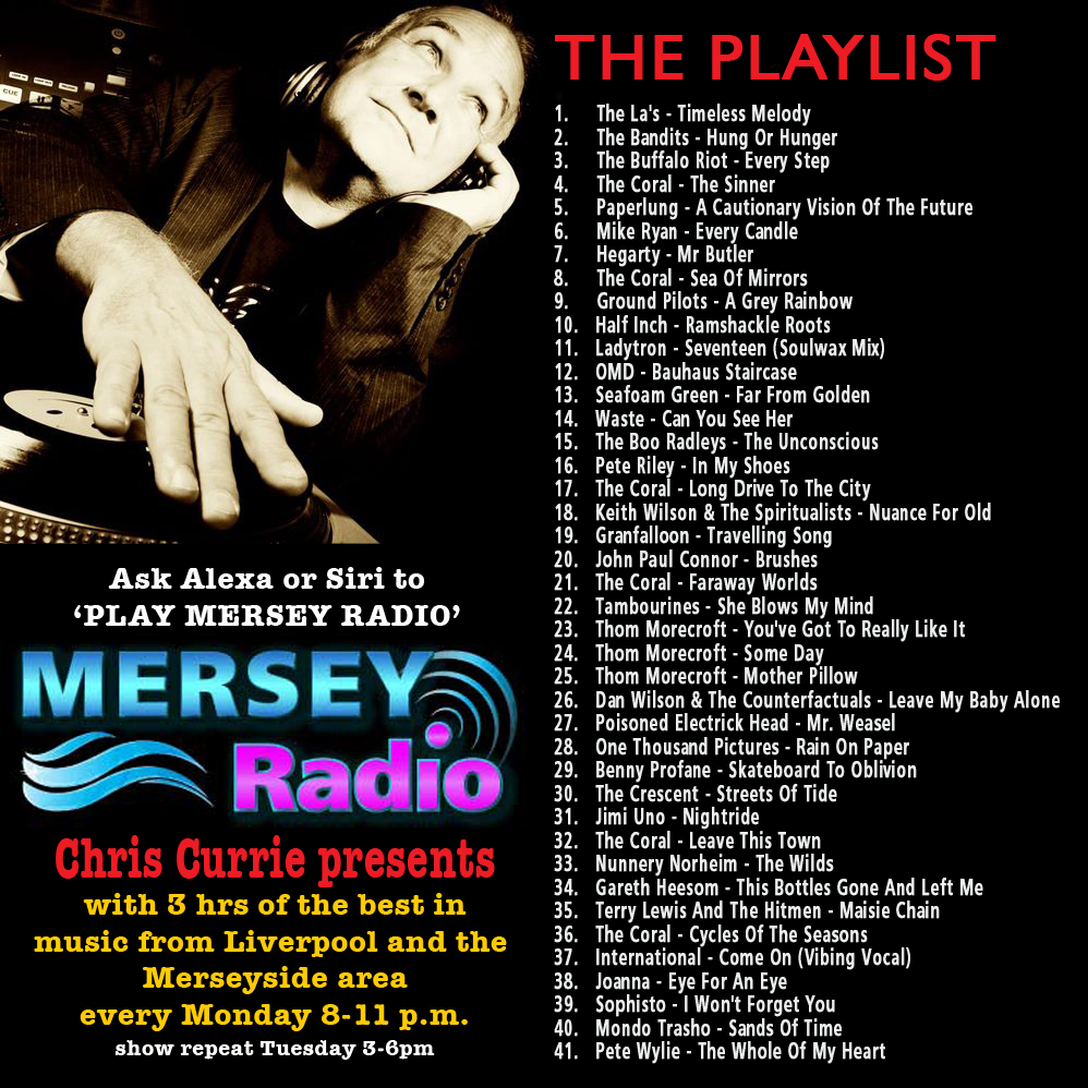 Chris Currie (@currieradioshow) on Twitter photo Don't miss tonight's show on <a href="/MerseyRadio/">Mersey Radio</a> from 8pm with both of the new albums by <a href="/thecoral/">Thomas</a> as Featured Albums plus a bumper playlist of quintessential tuneage from the banks of the River Mersey <a href="/Lady_FanAccount/">Ladytron Fan Account</a> <a href="/SeafoamGreenHQ/">Seafoam Green</a> <a href="/thommorecroft/">Thom Morecroft</a> <a href="/Nedproper/">Ned</a> <a href="/PeteRiley6/">Pete Riley</a> <a href="/Grranfalloon/">Granfalloon</a> Don't miss tonight's show on <a href="/MerseyRadio/">Mersey Radio</a> from 8pm with both of the new albums by <a href="/thecoral/">Thomas</a> as Featured Albums plus a bumper playlist of quintessential tuneage from the banks of the River Mersey <a href="/Lady_FanAccount/">Ladytron Fan Account</a> <a href="/SeafoamGreenHQ/">Seafoam Green</a> <a href="/thommorecroft/">Thom Morecroft</a> <a href="/Nedproper/">Ned</a> <a href="/PeteRiley6/">Pete Riley</a> <a href="/Grranfalloon/">Granfalloon</a>
