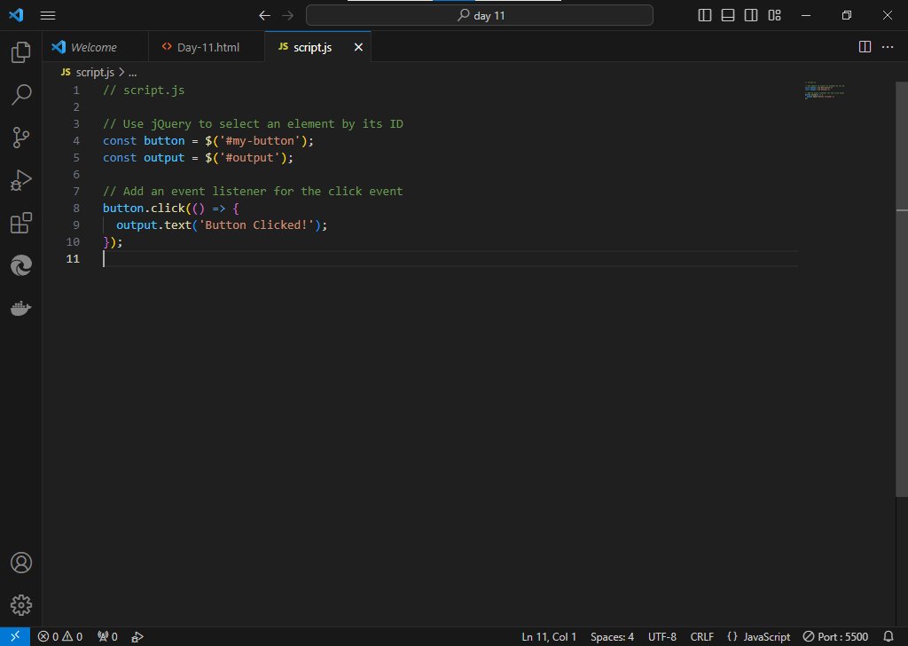 suvendupatra365's tweet image. 🖥️ Day 11 of #100DaysOfFrontEndDev 💡 Time to supercharge your web development with jQuery! Simplify DOM manipulation and add interactivity with ease. Swipe to see how to make your web pages come alive! 💪🌐 #jQuery #WebDevMagic
#100daysofcodechallenge #100DaysOfCode