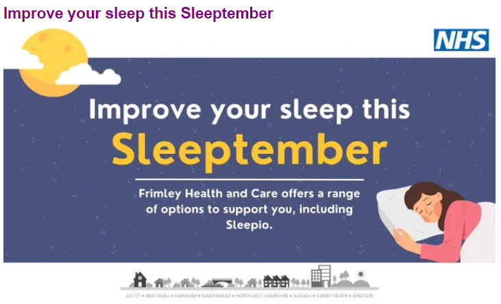 HWSlough's tweet image. Sleeptember raises awareness of how to get a good night's sleep and why it is essential for our health. Need better sleep?
Click on the link for more information frimleyhealthandcare.org.uk/your-health/sl…
 #Sleeptember #SleepAwareness #SleepWell #SleepIsEssential #SleepBetter