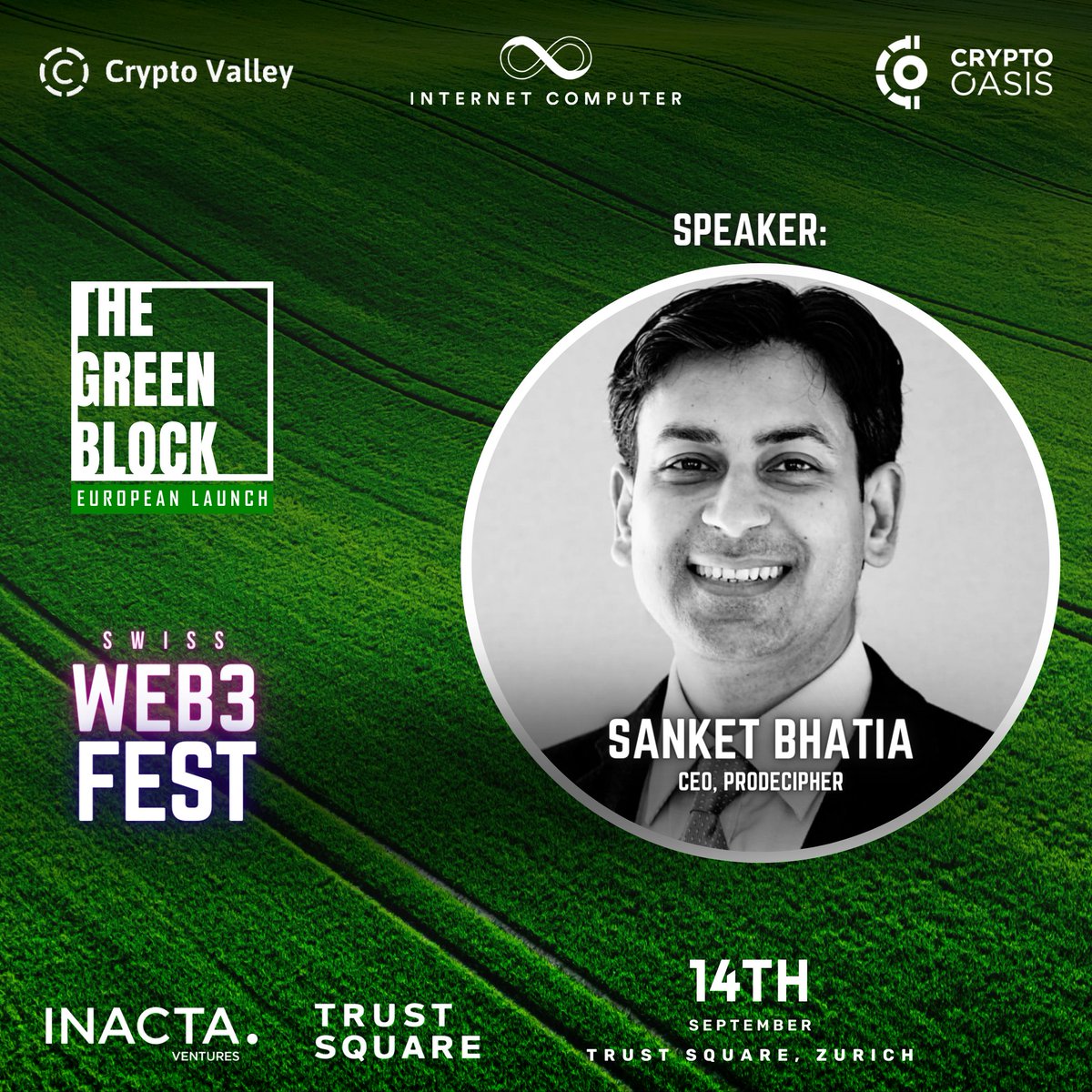We are excited to announce @SanketBhatia15, CEO of ProDecipher, as a speaker at the Swiss WEB3FEST! 📅Sept. 12-17th 📍Zurich & Zug 🇨🇭 🔗t.ly/dky1u 🎟️CVCO23 @CryptoOasisUAE @thecryptovalley @dfinity @pulsemetaverse