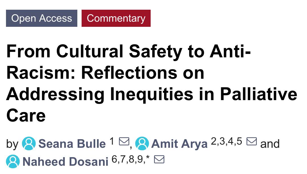 Dr. Amit Arya (@amitaryamd) on Twitter photo Research in Canada has consistently found that racially marginalized people are less likely to receive palliative care.
So how can we make palliative care more equitable?
Check out our new article in <a href="/CurrentOncology/">Current Oncology</a> with <a href="/AdamsSeana/">Seana Bulle MD</a> & <a href="/NaheedD/">Naheed Dosani</a>. 🙏🏽
mdpi.com/1718-7729/30/9… Research in Canada has consistently found that racially marginalized people are less likely to receive palliative care.
So how can we make palliative care more equitable?
Check out our new article in <a href="/CurrentOncology/">Current Oncology</a> with <a href="/AdamsSeana/">Seana Bulle MD</a> & <a href="/NaheedD/">Naheed Dosani</a>. 🙏🏽
mdpi.com/1718-7729/30/9…