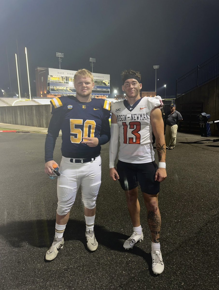 JCGoldenRams's tweet photo. Great to see two of our guys competing against each other at the next level! @JoshuaMeltzer4 ETSU and @BryceBevins Carson Newman  @JohnCarrollHS @CoachGroody17 https://t.co/25bvOQfBYH