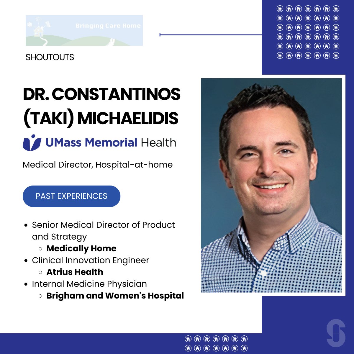 Shoutout to Dr. Constantinos (Taki) Michaelidis Team: @umassmemorial Position: Medical Director, Hospital at Home Specialty: Virtual Home Hospitalist Education: MD, MBA, MS Faculty: Program in Digital Medicine, University of Massachusetts Medical School Highlight Play:…