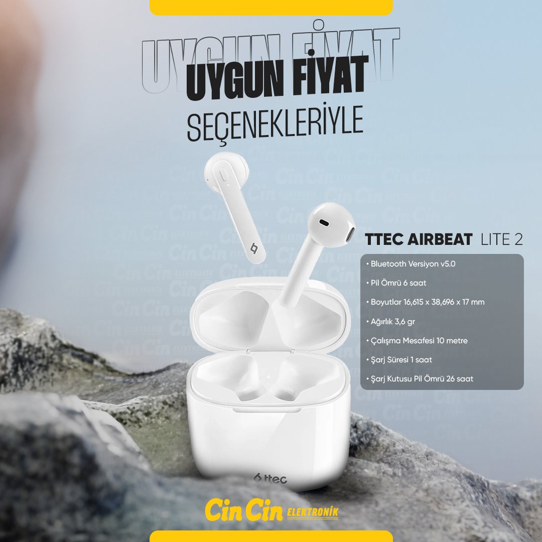Uygun Fiyat Seçenekleriyle TTEC Airbeat Lite 2

Tüm Bunlar ve Daha Fazlası Cin Cin Elektronik ve Cin Cin Mağazalarında Sizleri Bekliyor!
.
.
.
.
.
#electronic #cincinelektronik #turkcell #iletişimedairherşey #küçükevaletleri #apple #telefon #türkcell #turkcellglobalbilgi #huawei