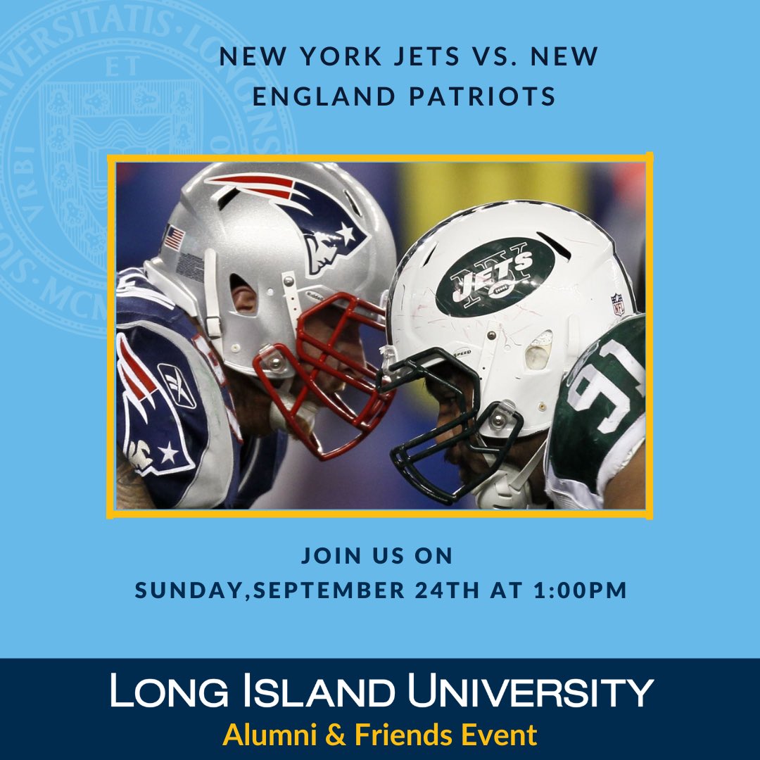 There are still tickets available for New York Jet vs. New England Patriots on September 24th! Link in bio for tickets! #liu #alumni #football #NYJets #Patriots
