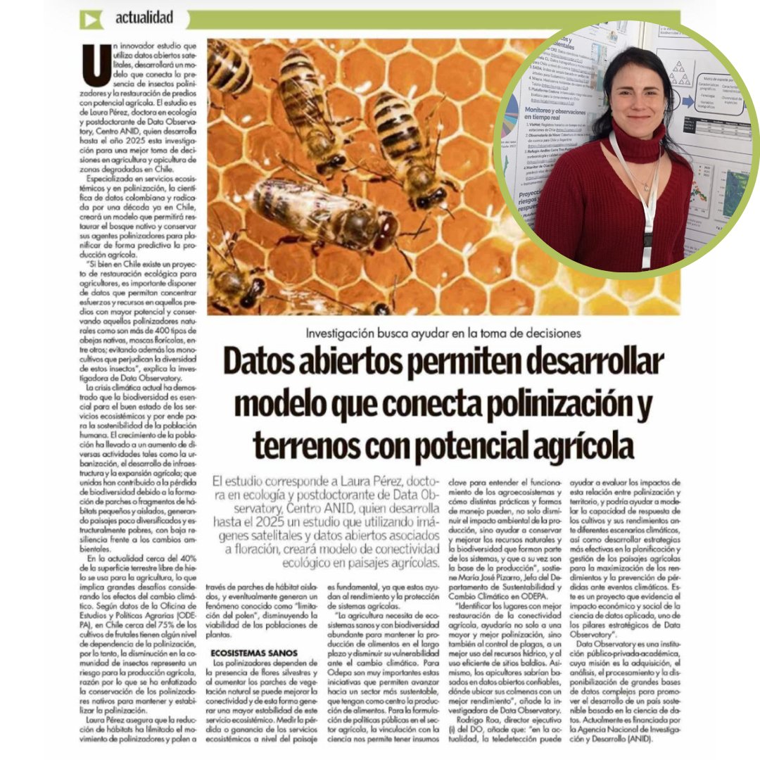 Uai_EarthObs's tweet photo. Columna de la Dra. Laura Pérez, Postdoc del Data observatory, miembro del UAI Earth Observation 🐝🛰️
Publicada en la Revista Campo Sureño de @ElMercurio_cl https://t.co/FFVwkBqu95