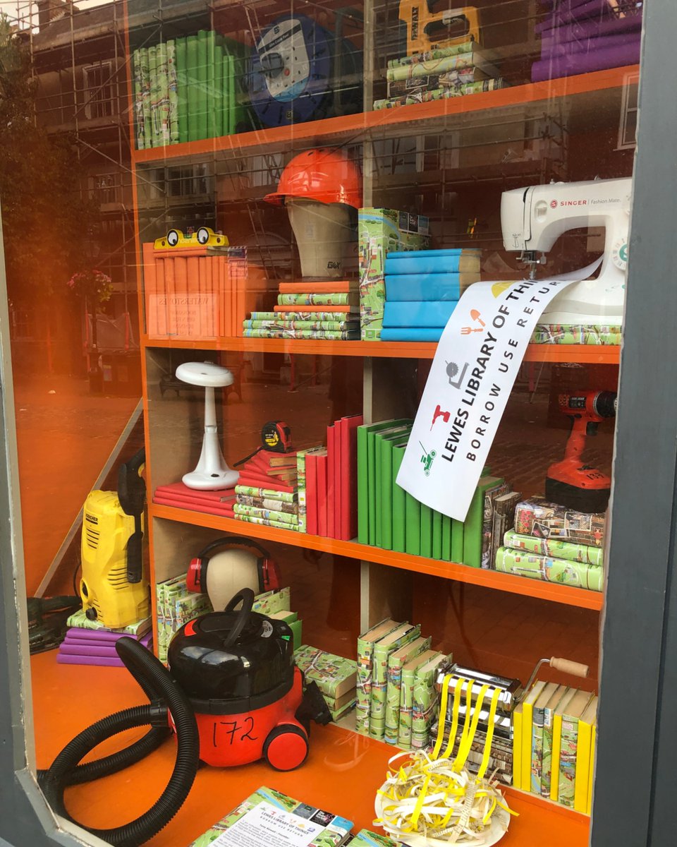 LewesLOT's tweet image. Have you seen our amazing window display in Cliffe Precinct.  Part of the @ArtwaveFestival windows of Wonder trail, it's a colourful introduction to all the Things you can borrow from us.  Thanks to @LewesDC  for the space and Sarah Smillie for creating the display.
