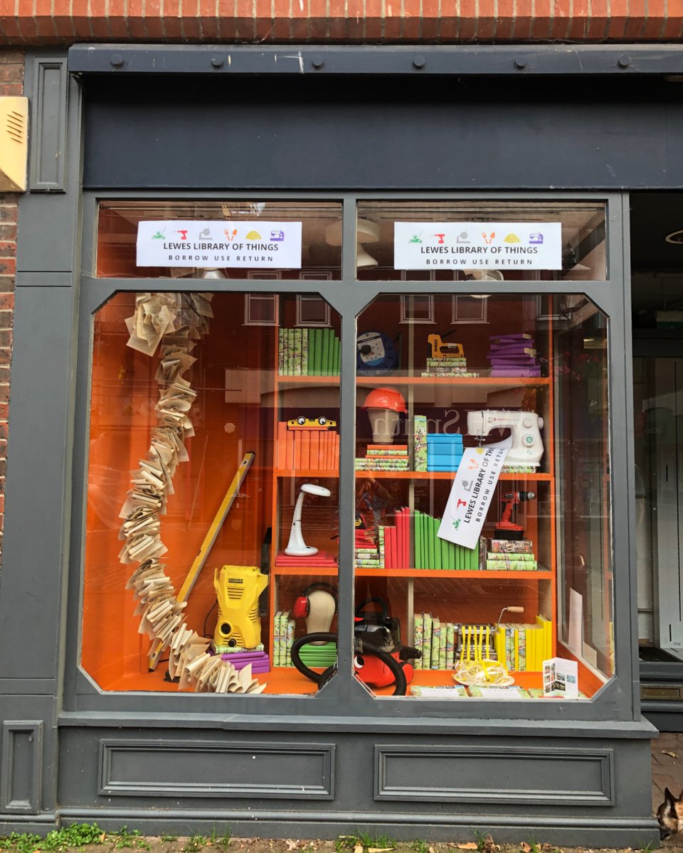 LewesLOT's tweet image. Have you seen our amazing window display in Cliffe Precinct.  Part of the @ArtwaveFestival windows of Wonder trail, it's a colourful introduction to all the Things you can borrow from us.  Thanks to @LewesDC  for the space and Sarah Smillie for creating the display.