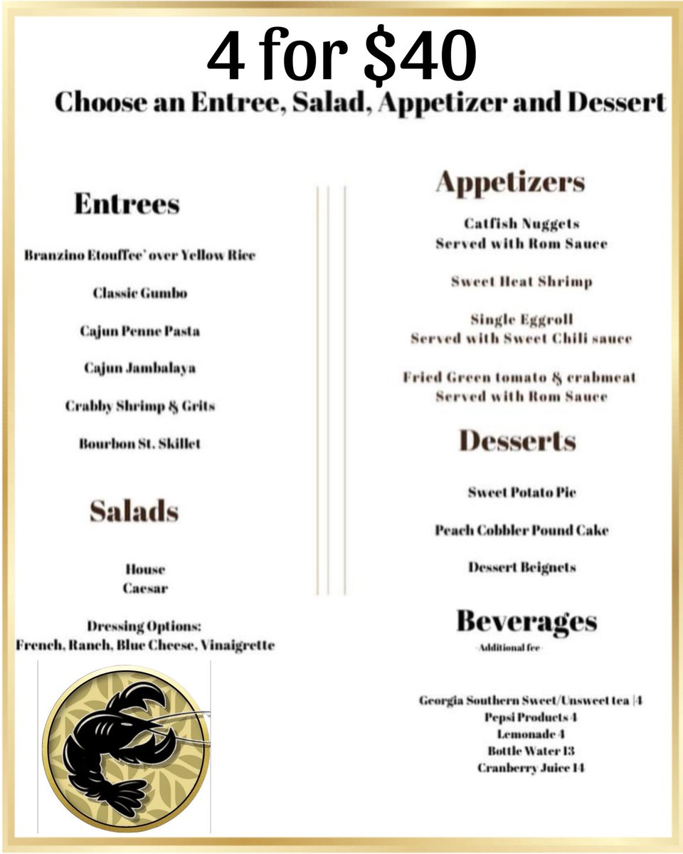 Hbg Restaurant Week (@hbgrestweek) on Twitter photo Enjoy a 4-for-$40 special menu at <a href="/CrawdaddysHBG/">Crawdaddy's</a>! They offer a unique blend of Southern comfort food with a New Orleans flair. Pick an entree, salad, appetizer, and dessert from their #HarrisburgRestaurantWeek menu. Bring a friend, or several. You'll want to try everything! Enjoy a 4-for-$40 special menu at <a href="/CrawdaddysHBG/">Crawdaddy's</a>! They offer a unique blend of Southern comfort food with a New Orleans flair. Pick an entree, salad, appetizer, and dessert from their #HarrisburgRestaurantWeek menu. Bring a friend, or several. You'll want to try everything!