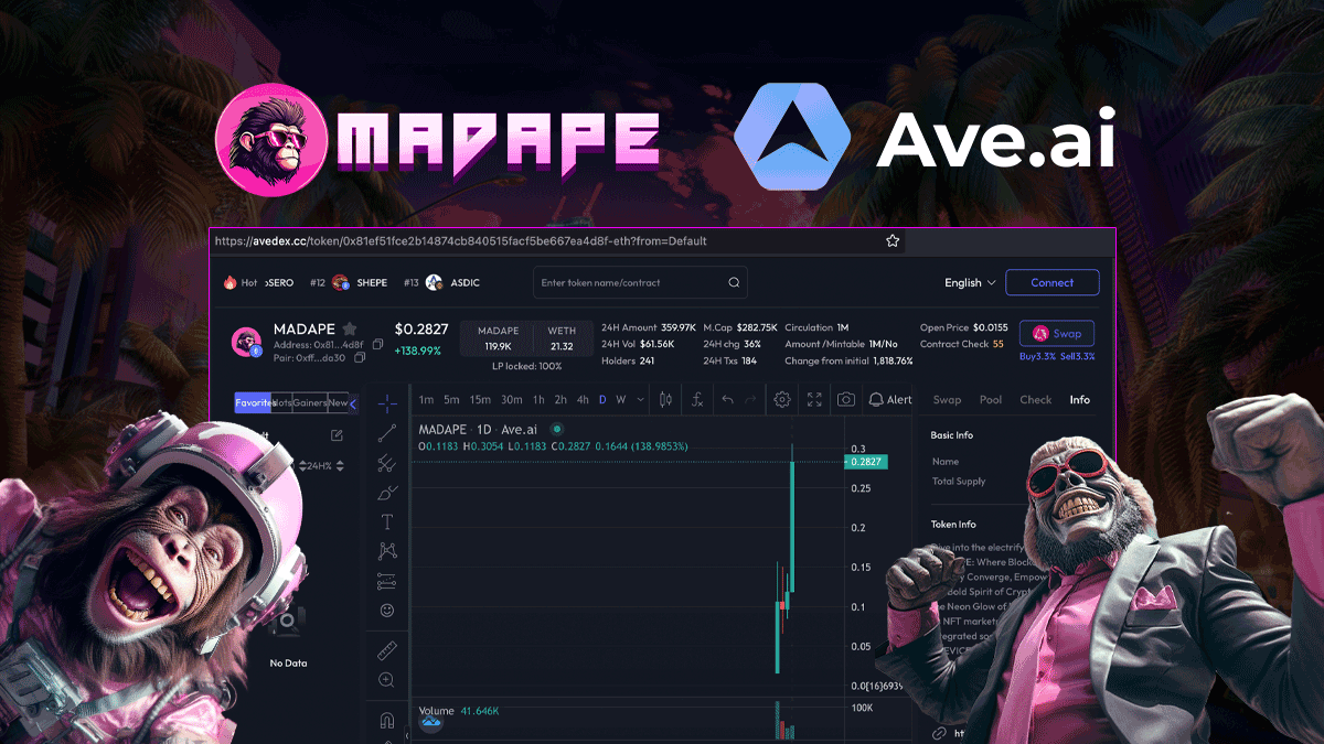 madapeeth's tweet photo. 🚀#MadApeEth 🦧
Listed on @aveaiofficial #avedex #ETH https://t.co/Q4BbM7dsd8