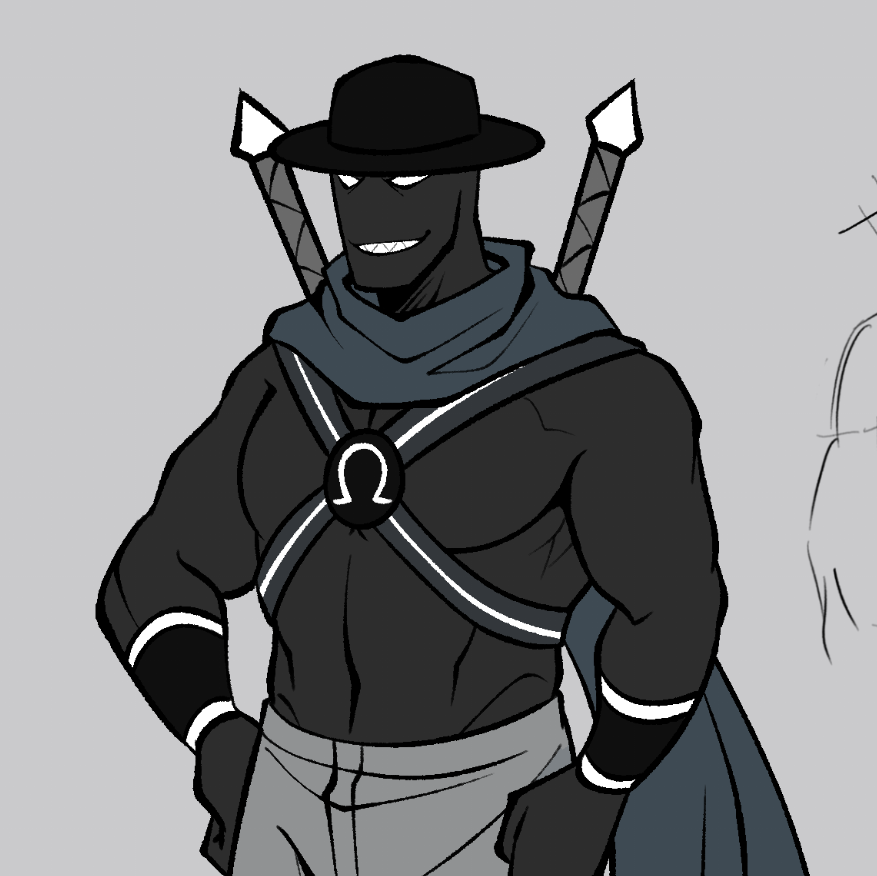 redrawing Omega's reference sheet. I made him bigger and happier 🖤

(he's still a bully though)