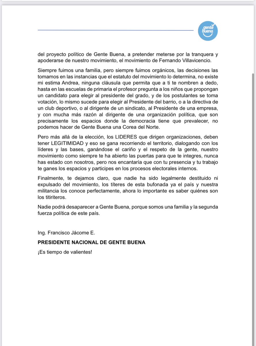 #AndreaGonzález, TÚ no eres la Vicepresidenta de nuestro movimiento #GenteBuena.

<a href="/AndreGonzalezNa/">AndreaGonzalezNader</a>