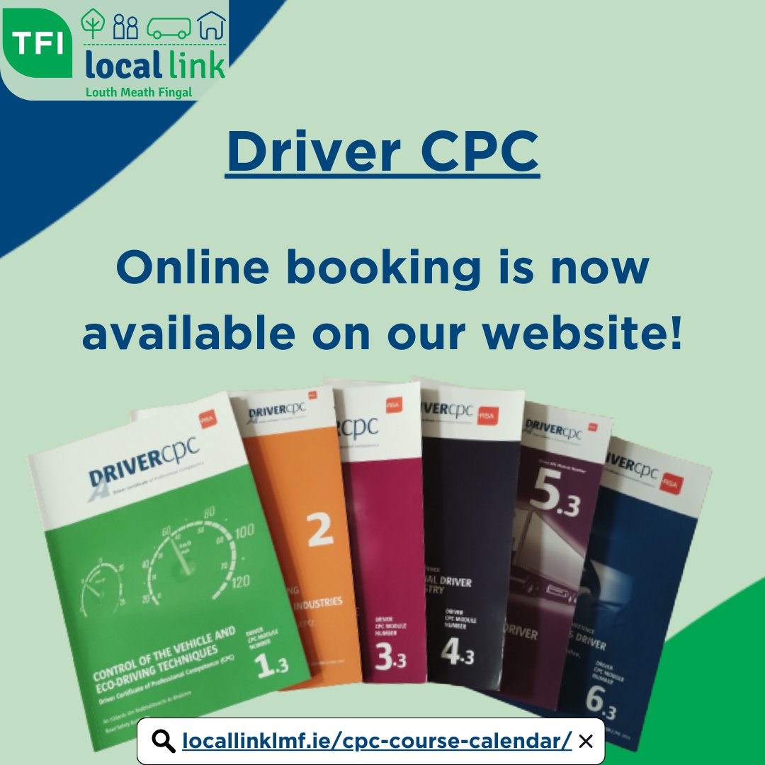 Locallinklmf's tweet image. 🚨 ONLINE BOOKING NOW AVAILABLE 🚨

Don&apos;t miss out on our Driver CPC Training Courses!

View our upcoming Course Dates and Book Online here: locallinklmf.ie/cpc-course-cal…

For further assistance:
Phone: 046 907 4830 or 087 989 0101

#TFIUpdates #DriverCPCTraining #DriverCPCIreland
