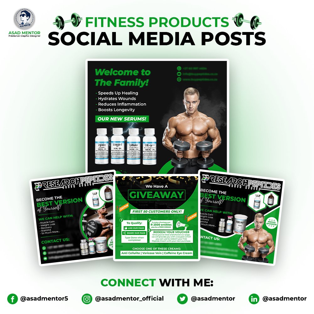 Fitness Products Social Media Posts 🔥
𝘿𝙈 𝙛𝙤𝙧 𝙮𝙤𝙪𝙧 𝙤𝙧𝙙𝙚𝙧𝙨!

#asadmentor #letsconnect #HishamSarwar #freelancing #socialmedia #socialmediaposts #gympost #fitnesspost #postdesign #socialmediadesign #socialmediadesigner #graphicdesign #design #clientswork #dmtoorder