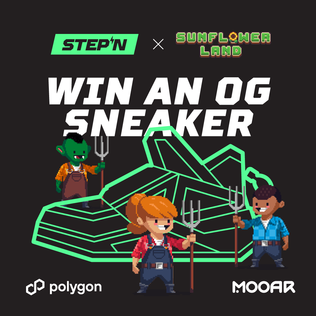 Stepnofficial's tweet photo. SUNFLOWERLAND x STEPN 🌼

The first @0xPolygon Raffle Mint has begun on @mooarofficial 🔥

👉 Do you want to grab one of the 20 OG @0xSunflowerLand x STEPN Sneakers? 

Here is everything you need to know: 

1️⃣ 20 ETH Realm OG Sneakers up for grabs 
2️⃣ Entry price: 300 $GMT per ticket (Polygon Tokens)
3️⃣ Maximum number of entries per wallet: 10
4️⃣ All $GMT deposited will be rolled until the end of the event
5️⃣ $GMT can only be withdrawn when the event ends
6️⃣ Winners may locate their prize in the MOOAR dashboard

🗓️ Dates: from September 11th, 1 pm UTC to Sept 12, 1 pm UTC

👉 To enter, visit: https://t.co/O0ou6Mni27

#STEPN #MOOAR #FSL #STEPNEMBER2