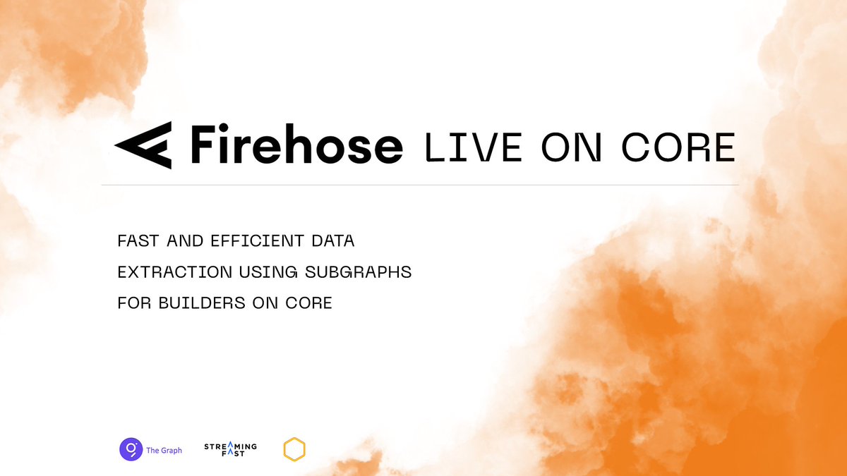 Coredao_Org's tweet photo. Excited to announce that Firehose is integrated on Core🧯 

Firehose is a new technology to extract blockchain data developed by @streamingfastio a core dev team working on @graphprotocol.

By leveraging Firehose, Core network devs can extract data efficiently using subgraphs, more quickly than ever before⚡️

https://t.co/6yZDpCRmEl