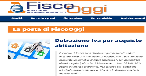 Agenzia_Entrate's tweet image. #Detrazione #Iva per #acquisto #abitazione: posso continuare a richiedere il #beneficio #fiscale anche se l' #immobile non è più destinato ad #abitazione #principale perché mi sono trasferito all'estero? La risposta nella rubrica #LaPostadiFiscoOggi👉🏻bddy.me/484yj0p