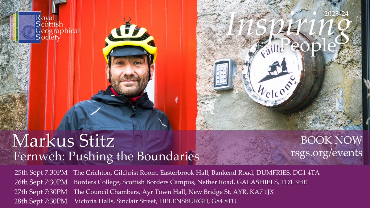 In two weeks, Markus Stitz will be reflecting on his #cycling feats across the globe🌍and how his career has been defined by pushing the boundaries of what is possible on and off the bike!🚴‍♀️ Book tickets now at rsgs.org/events