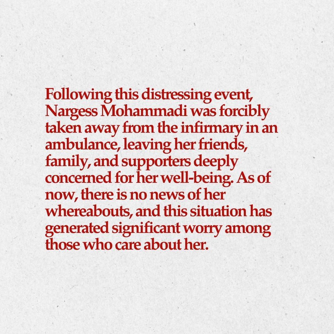 #NargesMohamadi was physically assaulted &amp; insulted today for refusing to wear forced hijab as prison authorities witnessed &amp; did nothing.
#womanlifefreedom