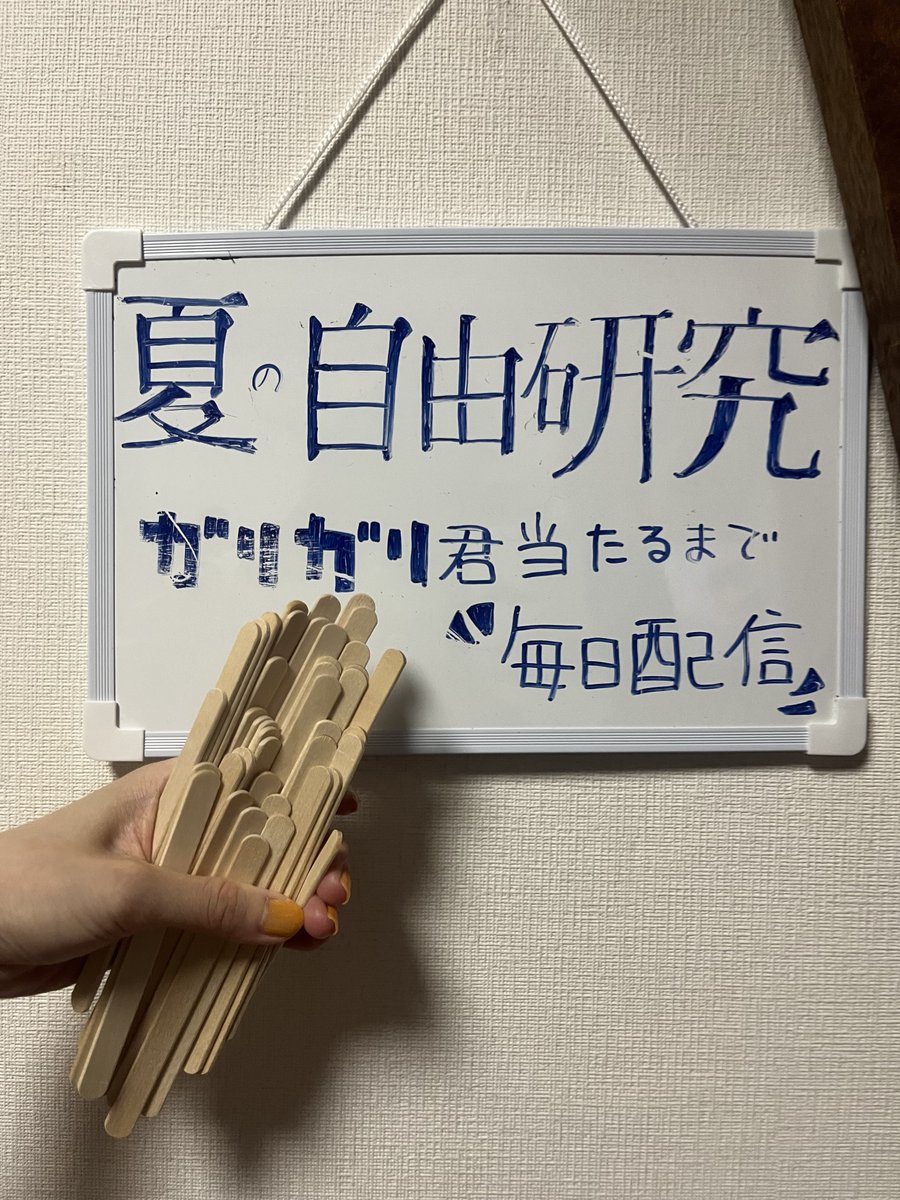 only_you_chan's tweet image. #ガリガリ君
#ガリガリ君は何本食べれば当たるのか
#毎日配信中
#夏の自由研究
#赤城乳業さん
#来年CMお願いします
#ざっつそー

👀43本目👀
❌ハズレ❌

初めましての方が奇妙な配信に迷い込んでしまった感じであわあわさせてしまってるのが申し訳ないやら面白いやら←
今日も元気に！美味でした！