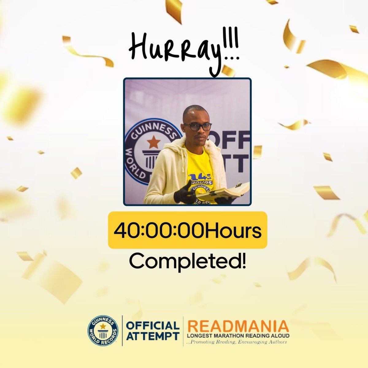 All of You
40hours attained

- John Obot, reading chapter 11 of Things Fall Apart.

#Readmania
#ReadToLead
#JohnObotReadsAloud
#UyoBookClub

© READMANIA MEDIA
09092023