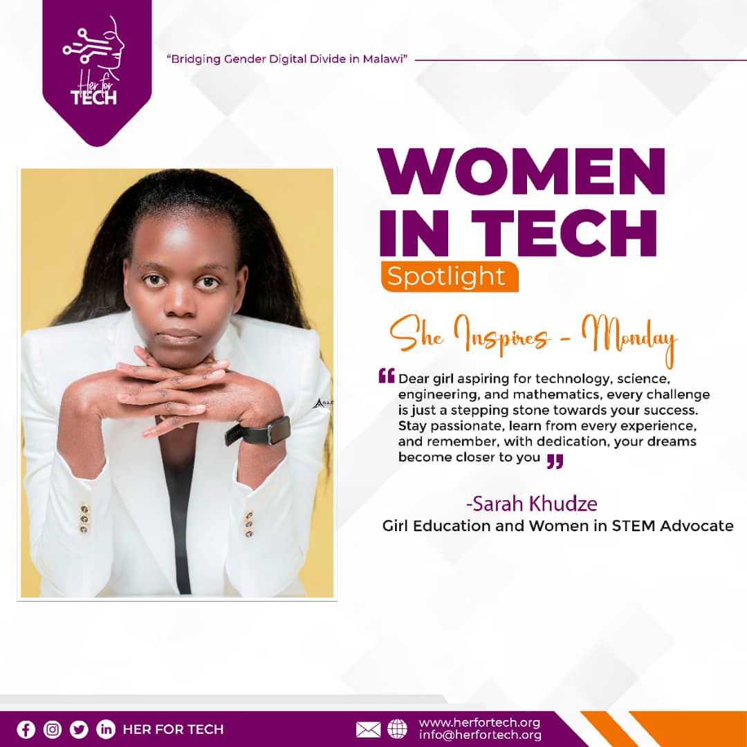 herfortechmw's tweet image. Hello and happy #SheInspiresMonday
Meet the incredible Sarah Khudze who is a software developer author and Associate Lecturer at Malawi University of Business and Applied Sciences #MUBAS , She is passionate about empowering  girls and women in #science #technology #engineering