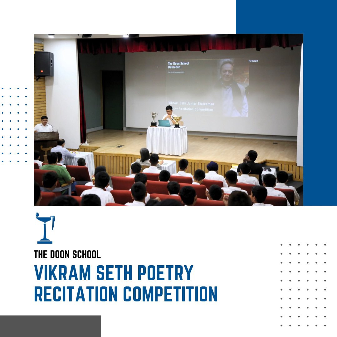 The_Doon_School's tweet image. The recently concluded #VikramSeth #PoetryRecitationCompetition was a mesmerizing display of literary prowess. Seniors Arjun Prakash and Arnav Tiwari clinched the top positions with their powerful renditions of Seth&apos;s poignant verses, celebrating the enduring power of words.