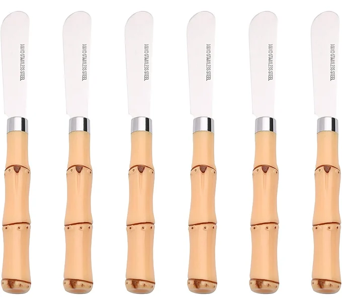 Mimo Style Conjunto de Espátulas Cabo de Bambu, Aço Inoxidável Polipropileno. São Perfeitos Para o Dia a Dia. São Elegantes e Combinam Com Todos Os Eventos e Ocasiões. Resistente e Durável