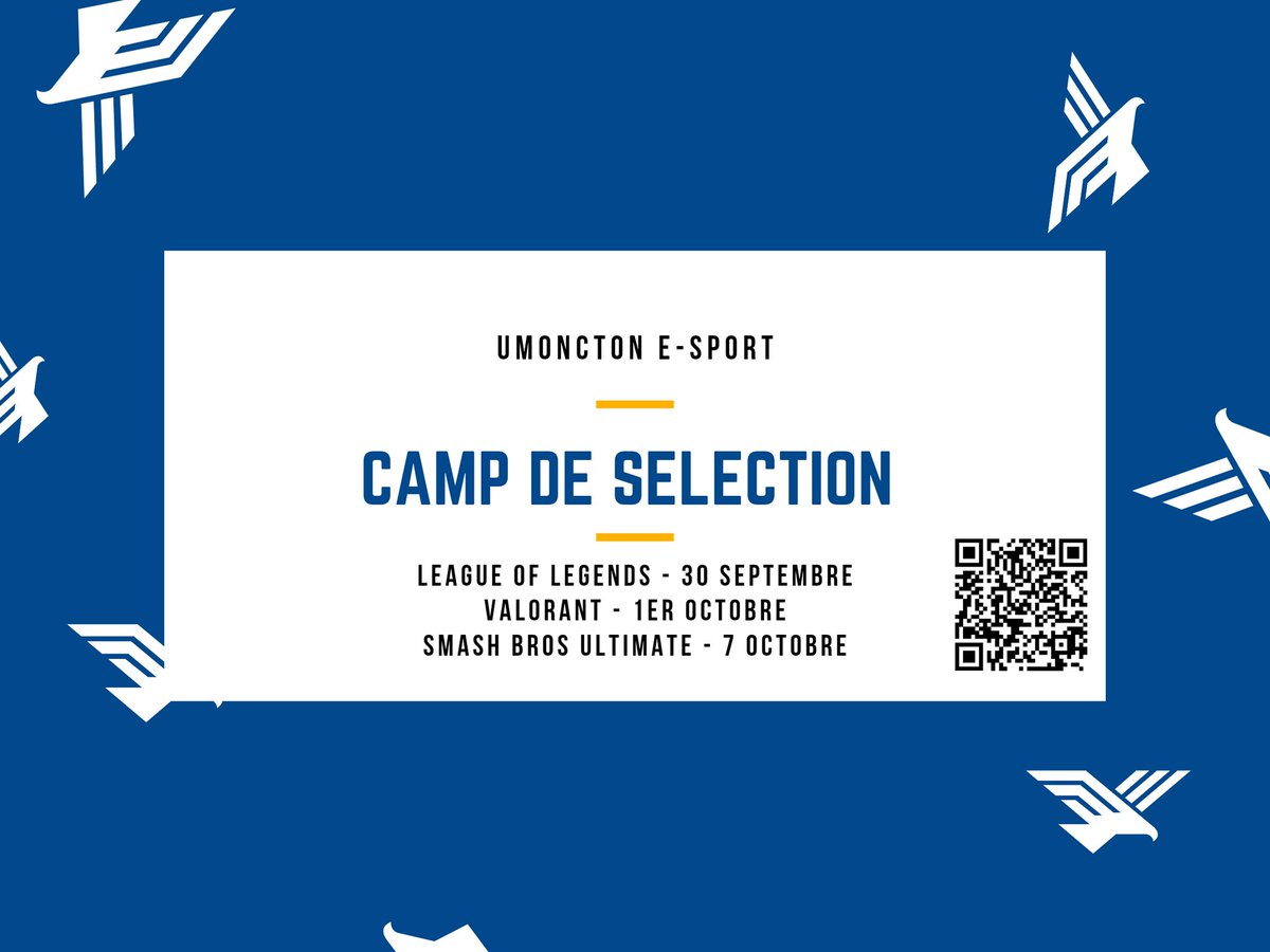 umoncton_esport's tweet photo. Chers étudiants de l'Université de Moncton,
 
La nouvelle est enfin tombée ! La saison d'esport de cette année prend son envol, et UMoncton E-Sport est à la recherche de talents exceptionnels pour rejoindre ses équipes d'élite : League of Legends, Valorant et  Smash Bros Ultimate https://t.co/aTetJcfDPk