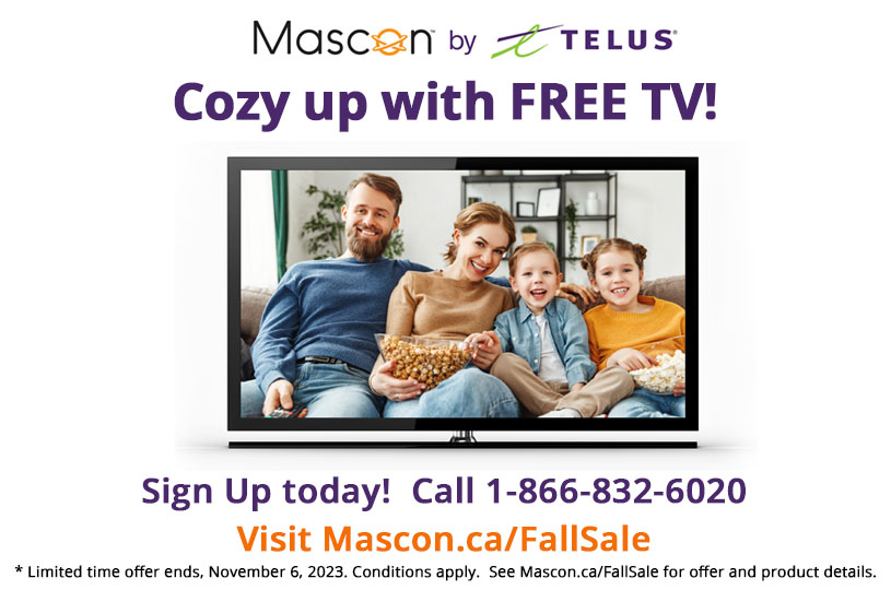 masconbytelus's tweet photo. Cozy up with FREE TV!

Get a Home Essentials Bundle and you’ll get FREE Digital TV for 3 months!*

Sign Up today!
Call 1-866-832-6020 or visit https://t.co/ka6MSid6wt
Offer ends November 6, 2023.  Conditions apply. https://t.co/TIGydH4qte