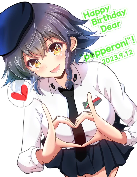 ペパロニお誕生日おめでとうございます(*'ω`*)いつも元気いっぱいなのでお誕生日はかわいらしい雰囲気に描いてみました。4話では解説班だけどボケ担当なのかなあ(;'∀')#ペパロニ生誕祭2023#ペパロニ生誕祭 