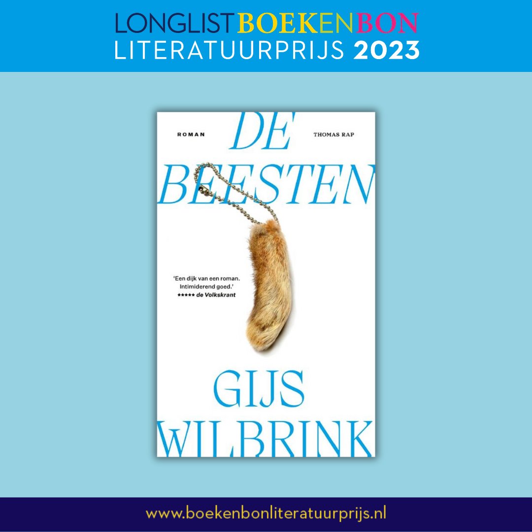 We tellen af naar de bekendmaking van de Shortlist op 28 september 2023!

Over 3 dagen weten we of 'De beesten' van @gijswilbrink  (@uitg_thomasrap) op de Shortlist staat.
Op 9 november zal het winnende boek bekendgemaakt worden!