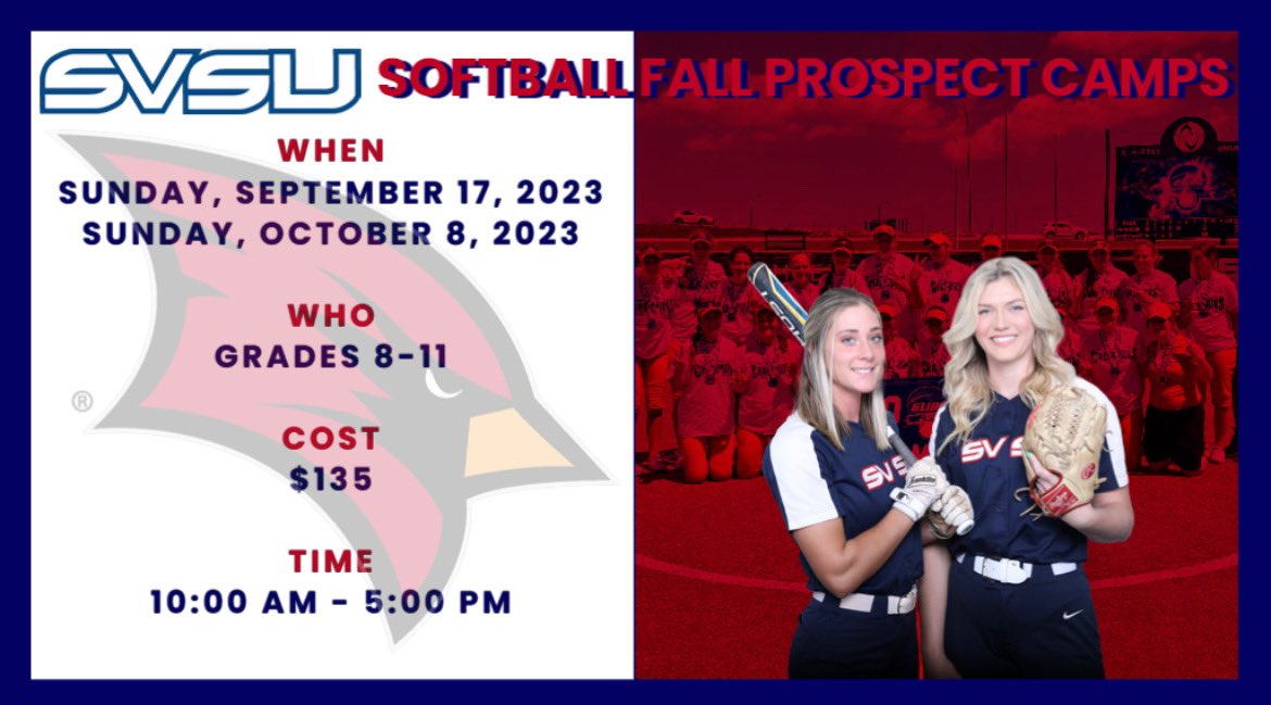 ‼️Prospect camp this Sunday‼️ Last call to get signed up for our September prospect camp! svsusoftballcamps.totalcamps.com/shop/product/2…