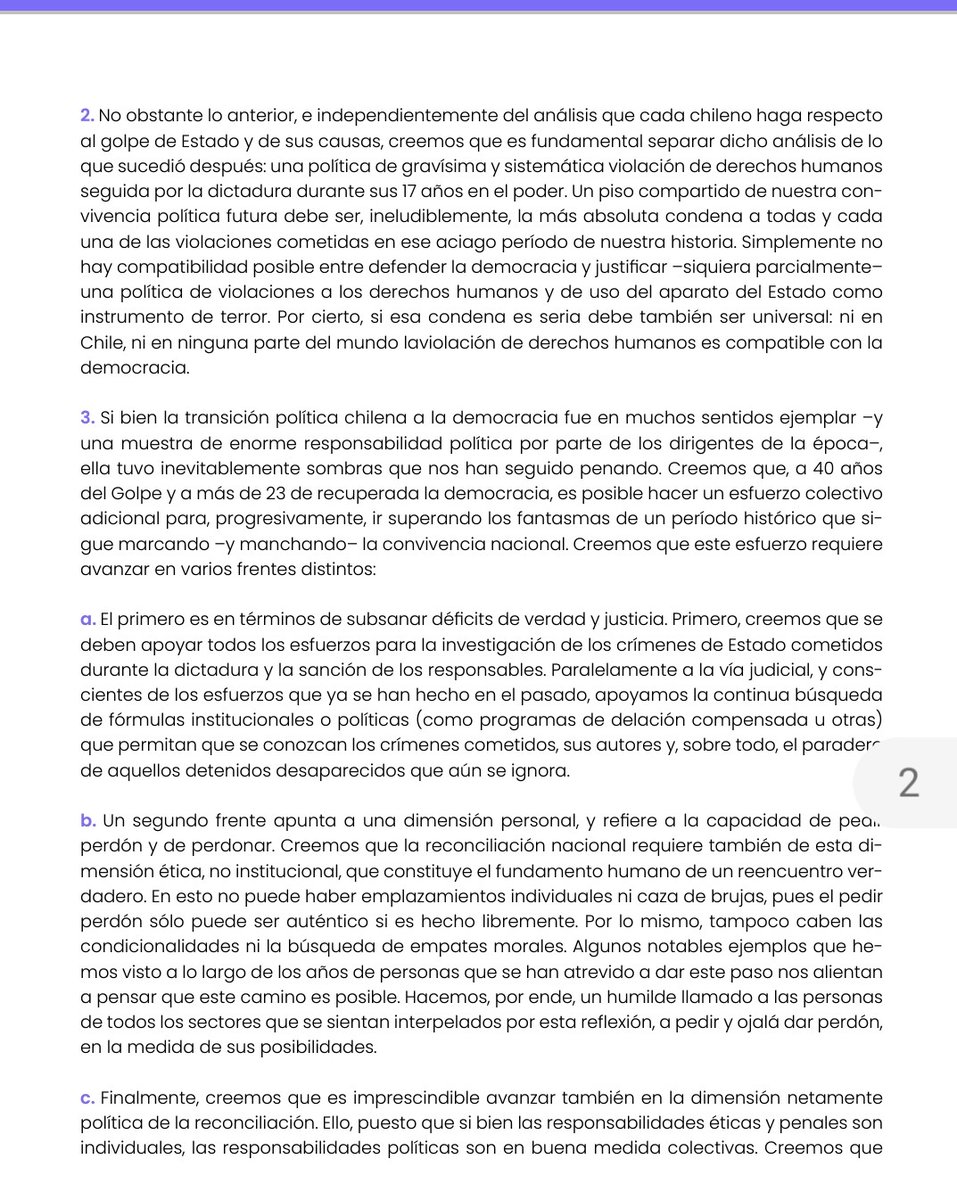 ignaciobriones_'s tweet photo. A 50 años del golpe, comparto y refrendo declaración generacional que un grupo hicimos hace 10:
1.Condena al golpe.
2.Defensa de la democracia y su institucionalidad.
3.Condena de la violación de los DD.HH. y defensa irrestricta de los mismos.
4.Condena de la violencia política. https://t.co/IInWI5kPf4