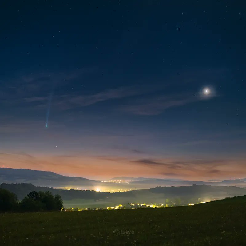 Petr Horalek in Zahradne, Slovakia, made this composite image of Comet Nishimura (left) and Venus, the brightest planet, from images he captured on Saturday. He said: 'I am truly happy I made it at least once to see this beauty!' Thank you, Petr! ☄️📸 bit.ly/452kiO5