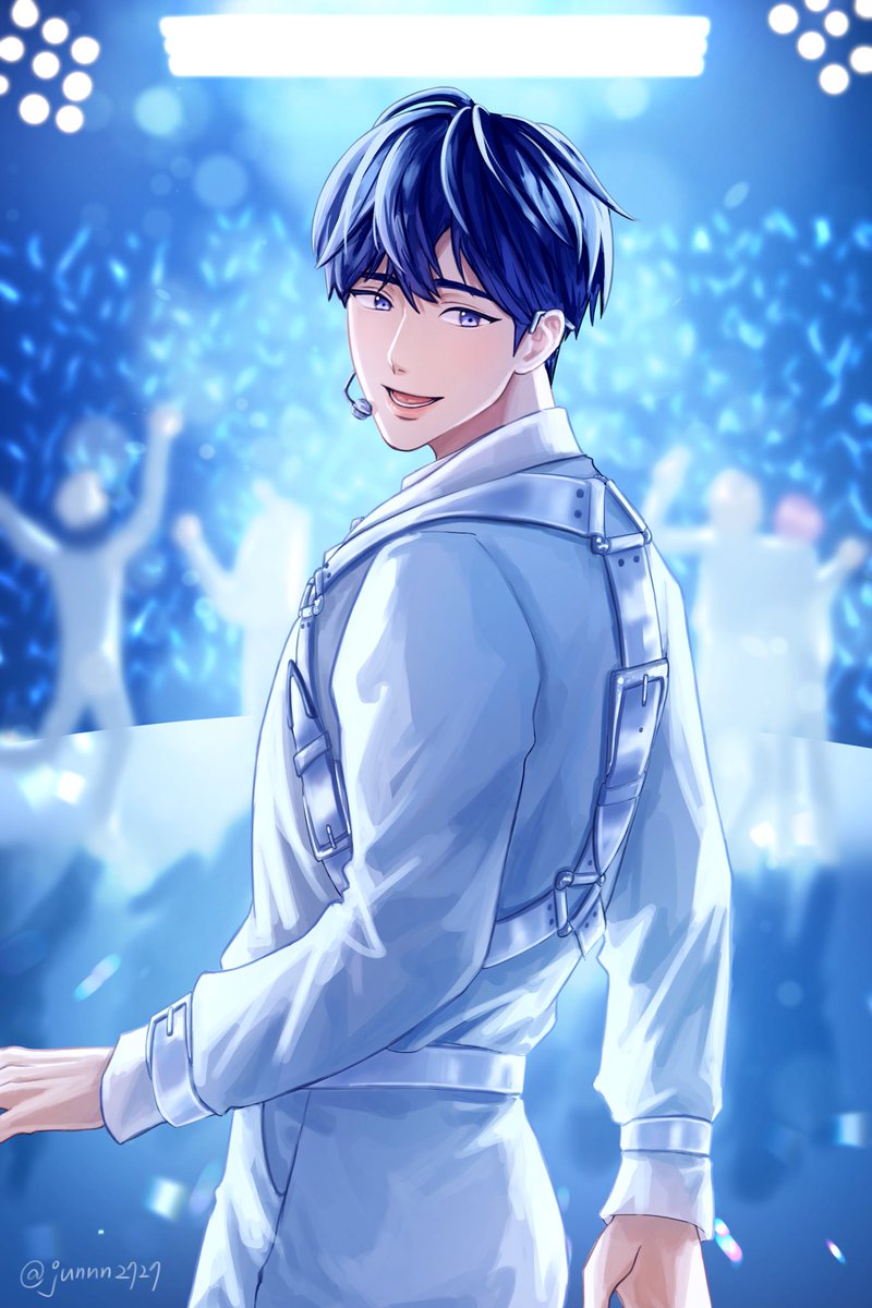 1boy male focus smile open mouth looking at viewer idol looking back  illustration images