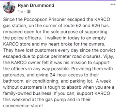 truecrimegisela's tweet photo. If you're local, consider supporting Karco gas station in Kennet Square, Pennsylvania. They were so kind to the police &amp; took a hard knock on their business and are trying to recover.💚 #DaneloCavalcante https://t.co/5Lzqm28vVY