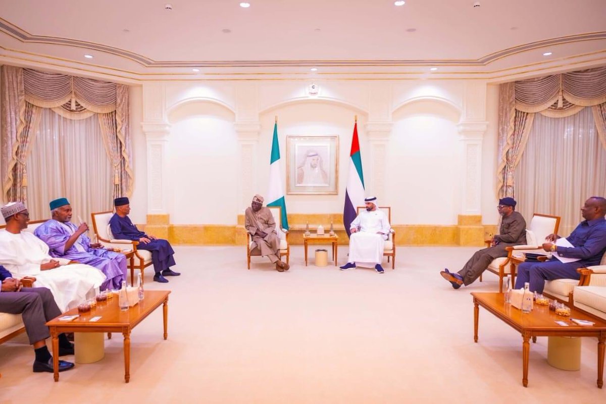 only1topboyy's tweet photo. BREAKING NEWS!!!!

PRESIDENT TINUBU SECURES LANDMARK DEAL WITH UNITED ARAB EMIRATES ACROSS SECTORS; VISA BAN ON NIGERIAN TRAVELERS IS LIFTED IMMEDIATELY

President Bola Ahmed Tinubu and President of the United Arab Emirates, Mohamed bin Zayed Al Nahyan, on Monday in Abu Dhabi, have finalized a historic agreement, which has resulted in the immediate cessation of the visa ban placed on Nigerian travelers.

Furthermore, by this historic agreement, both Etihad Airlines and Emirates Airlines are to immediately resume flight schedules into and out of Nigeria, without any further delay. 

As negotiated between the two Heads of State, this immediate restoration of flight activity, through these two airlines and between the two countries, does not involve any immediate payment by the Nigerian government.

In recognition of President Tinubu's economic development diplomacy drive and proposals today presented by President Tinubu to his counterpart, an agreed framework has been established, which will involve several billions of U.S. dollars worth of new investments into the Nigerian economy across multiple sectors, including defense, agriculture and others, by the investment arms of the Government of the United Arab Emirates.

Additionally, President Tinubu is pleased to have successfully negotiated a joint, new foreign exchange liquidity programme between the two Governments, which will be announced in detail in the coming weeks.
In conclusion, the President wishes to commend the UAE President, Mohamed bin Zayed Al Nahyan, for his unalloyed friendship and his determined effort to join hands with him to fully normalize and reset to excellence, the standard of relations between the two important countries.

Chief Ajuri Ngelale

Special Adviser to the President 

(Media & Publicity)

September 11, 2023