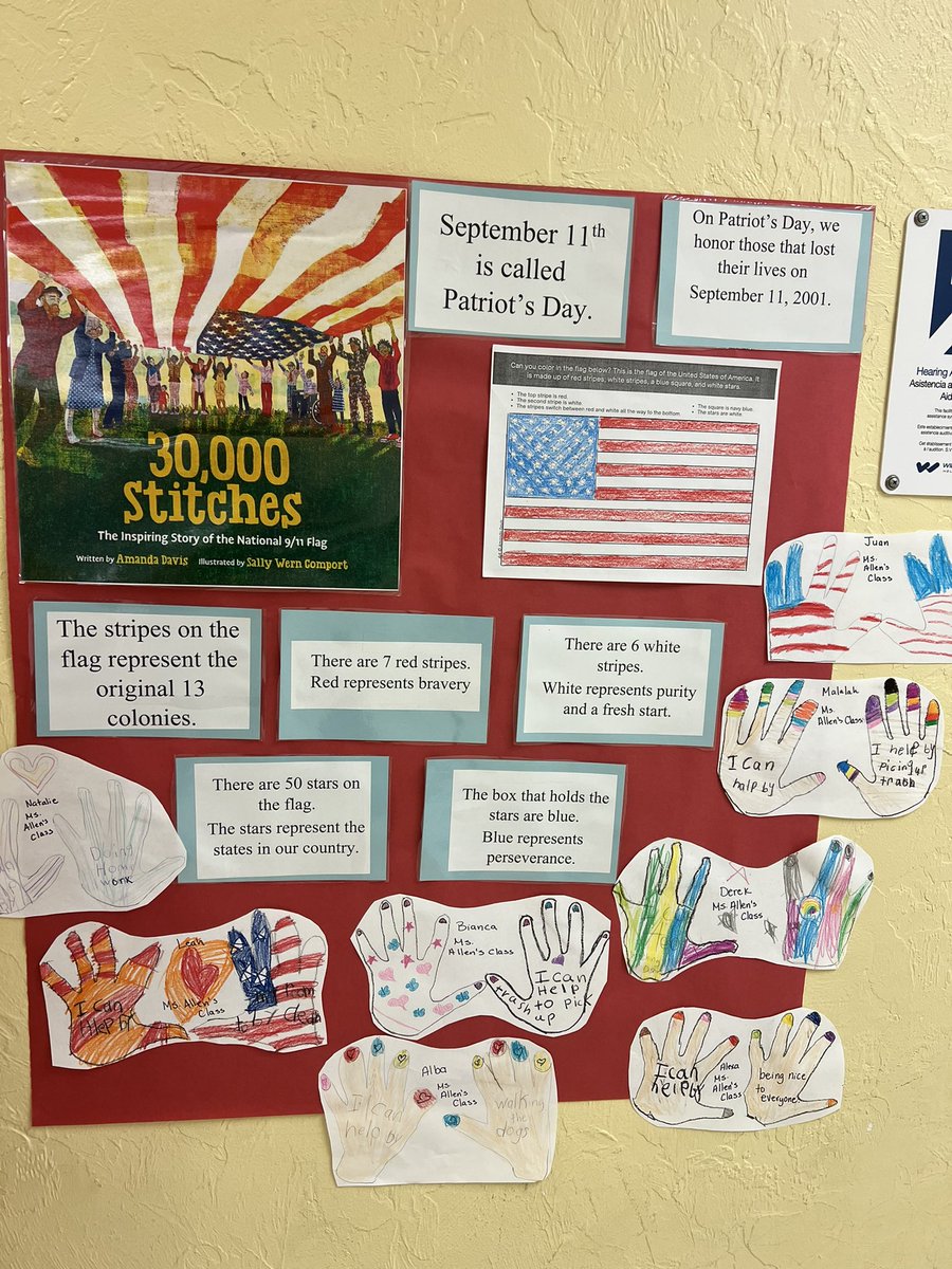 In media today, we are reading 30,000 Stitches by Amanda Davis and learning about the journey of the National 9/11 Flag and the significance of Patriot Day. <a href="/BocaRatonElem/">Boca Raton Elem.</a> <a href="/LibraryCurrent/">LibraryCurrent</a> <a href="/ssunshne/">stephanie sunshine</a> #LoveMyLibraryPBCSD
