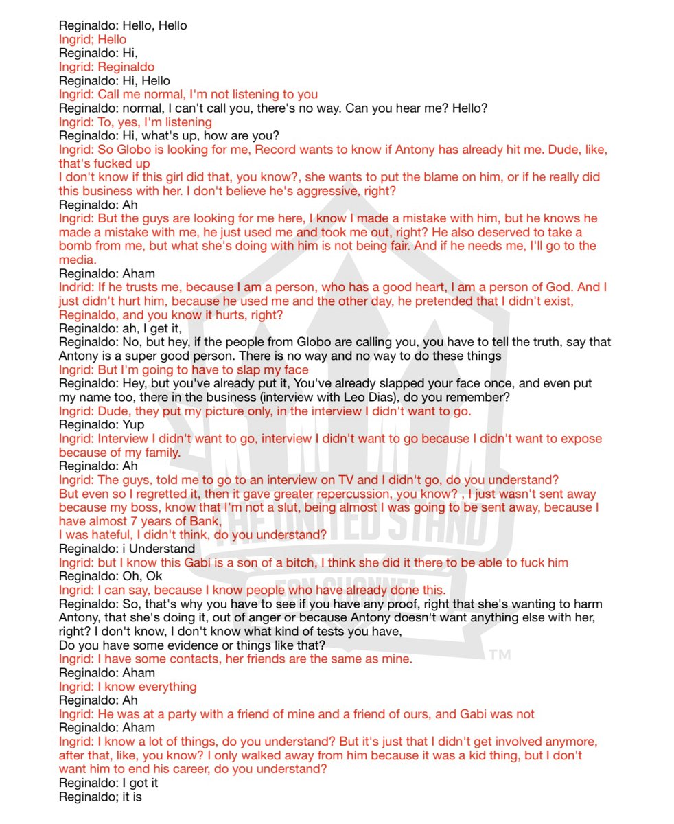 UnitedStandMUFC's tweet image. 🚨 BREAKING: The United Stand has been provided with a phone conversation between Reginaldo Teixeira and Ingrid Lana about Antony. 

This conversation was recorded on 07/07/23.