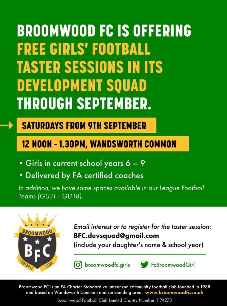 Inspired by the Lionesses? Come join Broomwood FC Girls!