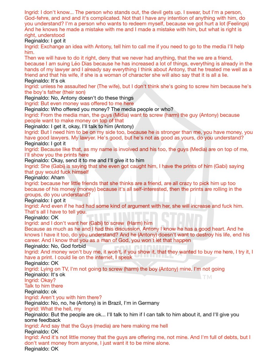 UnitedStandMUFC's tweet image. 🚨 BREAKING: The United Stand has been provided with a phone conversation between Reginaldo Teixeira and Ingrid Lana about Antony. 

This conversation was recorded on 07/07/23.